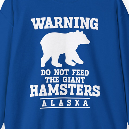 Funny Alaska Bear Warning Shirt Sweatshirt – Royal – Alaska Cruise Shirts Close Up