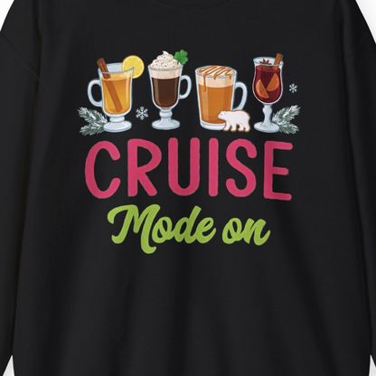 Cruise Mode On Shirt Sweatshirt – Black – Alaska Cruise Shirts Close Up