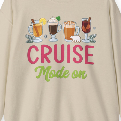 Cruise Mode On Shirt Sweatshirt – Sand – Alaska Cruise Shirts Close Up