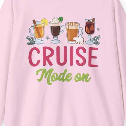 Cruise Mode On Shirt Sweatshirt – Light Pink – Alaska Cruise Shirts Close Up