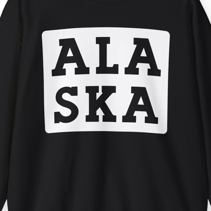 Bold Alaska Block Text Shirt Sweatshirt – Black – Alaska Cruise Shirts Close Up
