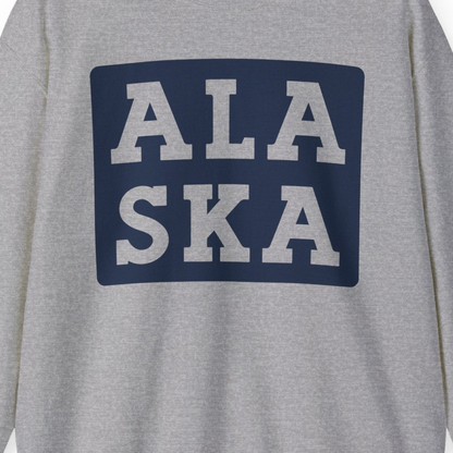 Bold Alaska Block Text Shirt Sweatshirt – Sport Grey – Alaska Cruise Shirts Close Up
