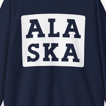 Bold Alaska Block Text Shirt Sweatshirt – Navy – Alaska Cruise Shirts Close Up