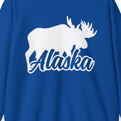 Alaska Moose Wildlife Silhouette Shirt Sweatshirt – Royal – Alaska Cruise Shirts Close Up