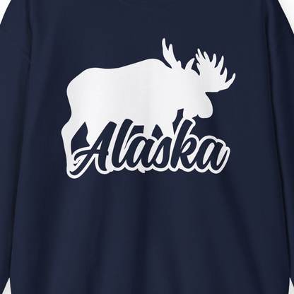 Alaska Moose Wildlife Silhouette Shirt Sweatshirt – Navy – Alaska Cruise Shirts Close Up