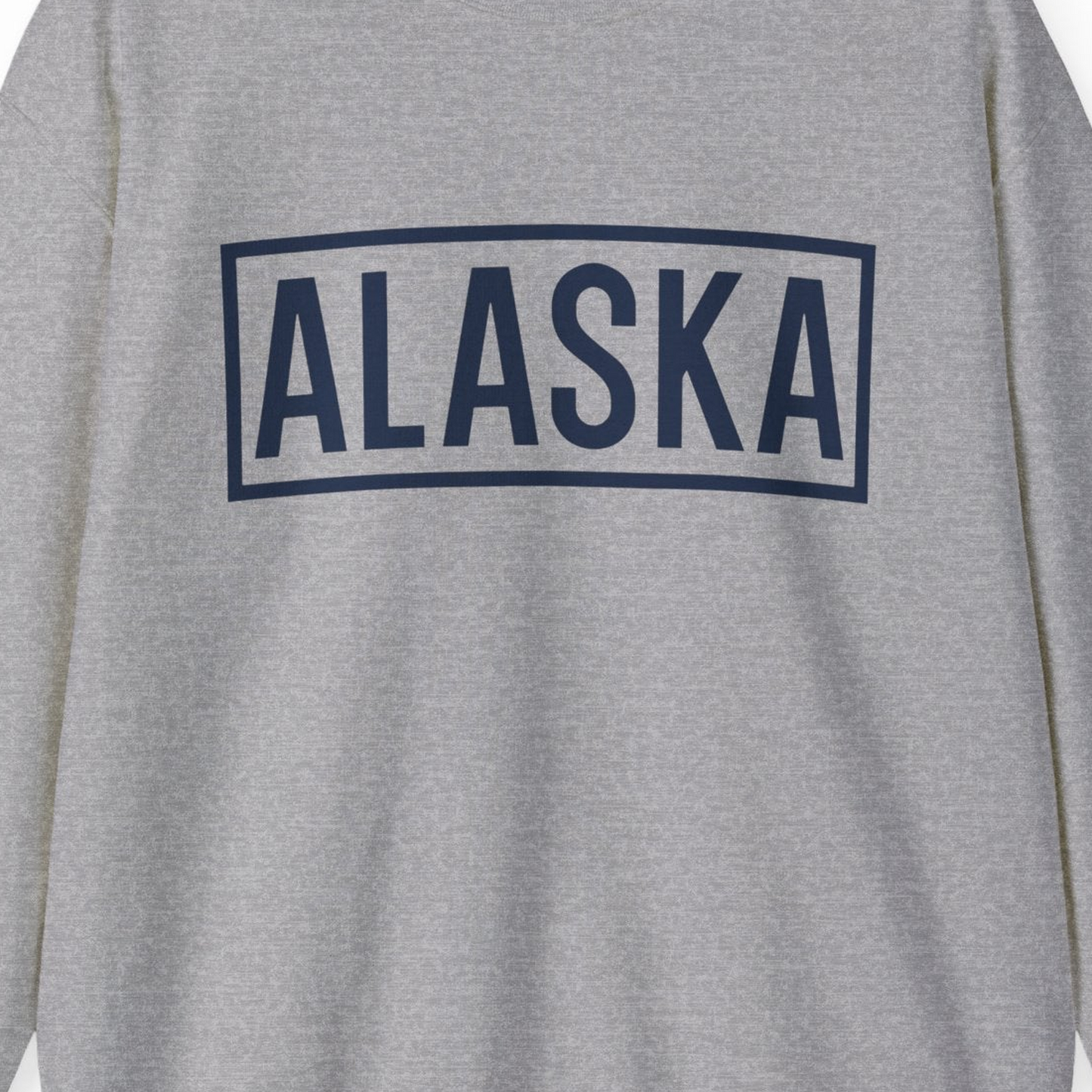 Alaska Bold Text Minimalist Monochrome Graphic Shirt for Travelers — Sweatshirt Sweatshirt – Sport Grey – Alaska Cruise Shirts Close Up