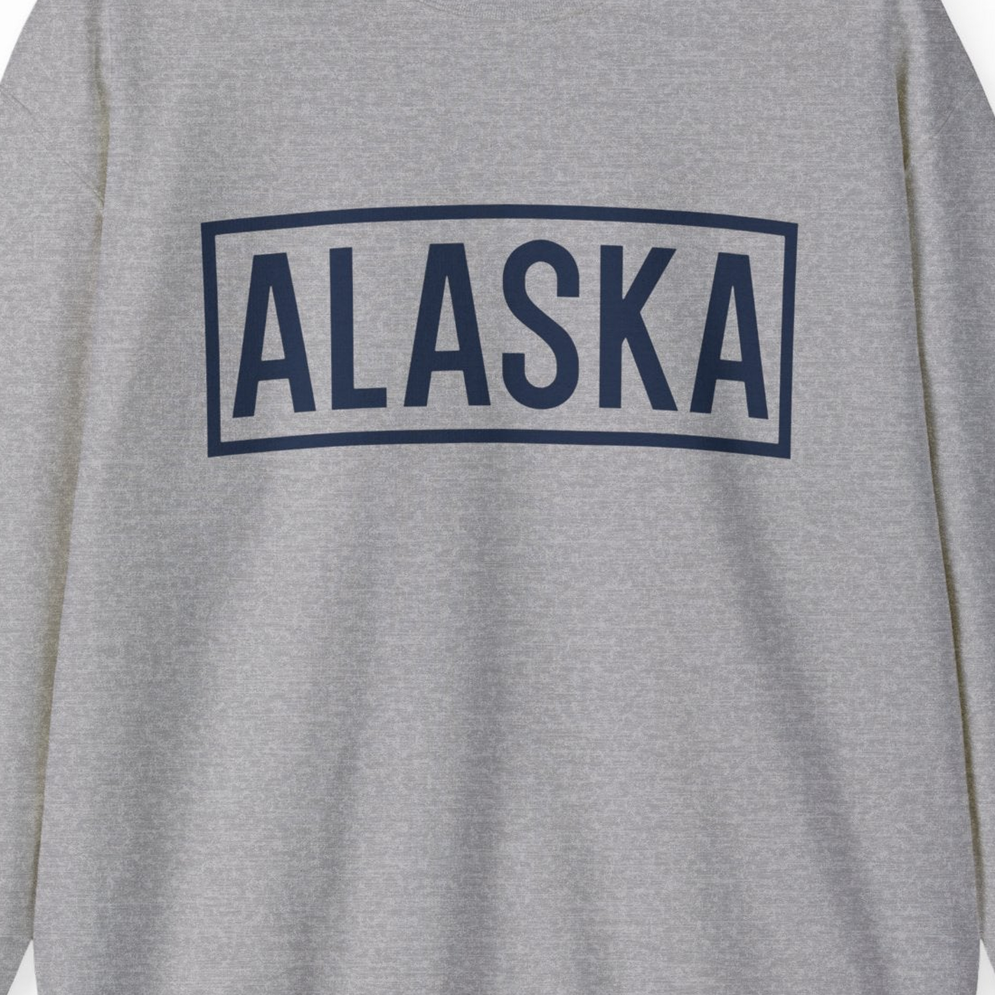 Alaska Bold Text Minimalist Monochrome Graphic Shirt for Travelers — Sweatshirt Sweatshirt – Sport Grey – Alaska Cruise Shirts Close Up