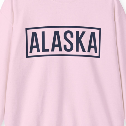 Alaska Bold Text Minimalist Monochrome Graphic Shirt for Travelers — Sweatshirt Sweatshirt – Light Pink – Alaska Cruise Shirts Close Up