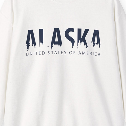 Alaska United States Typography Shirt Sweatshirt – White – Alaska Cruise Shirts Close Up