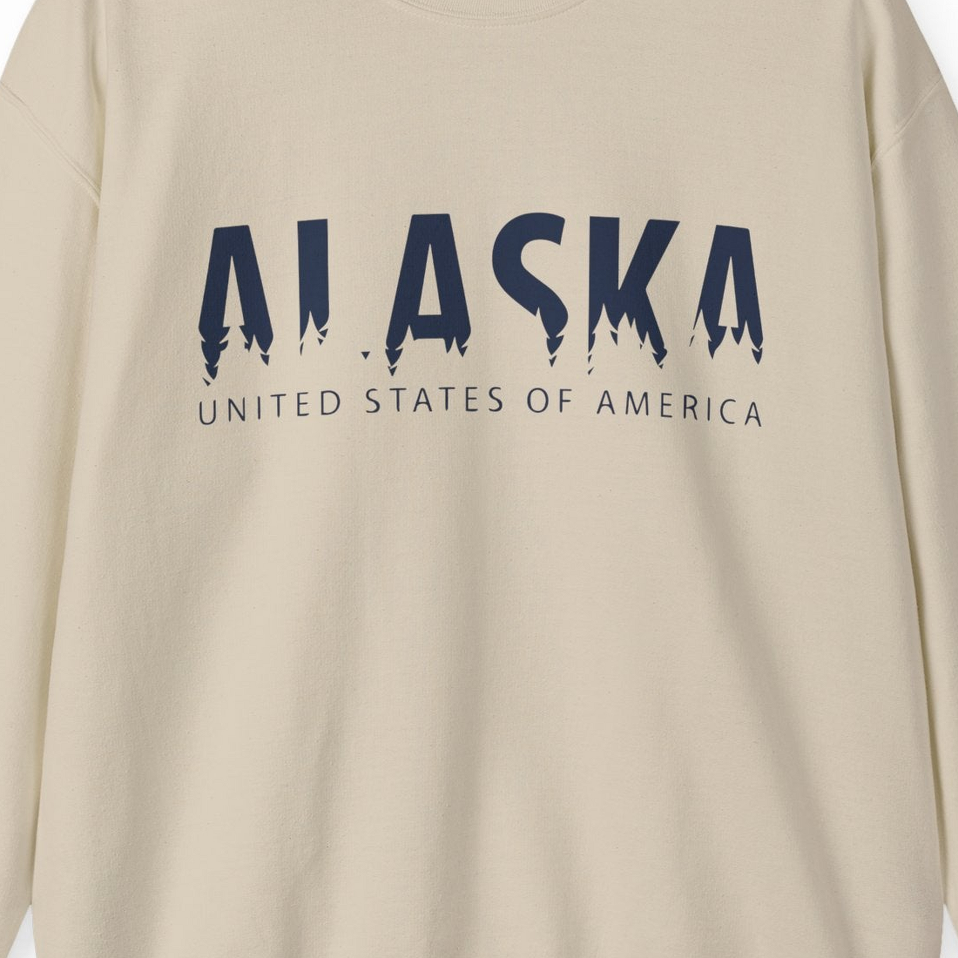 Alaska United States Typography Shirt Sweatshirt – Sand – Alaska Cruise Shirts Close Up