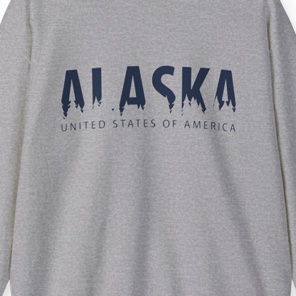 Alaska United States Typography Shirt Sweatshirt – Sport Grey – Alaska Cruise Shirts Close Up