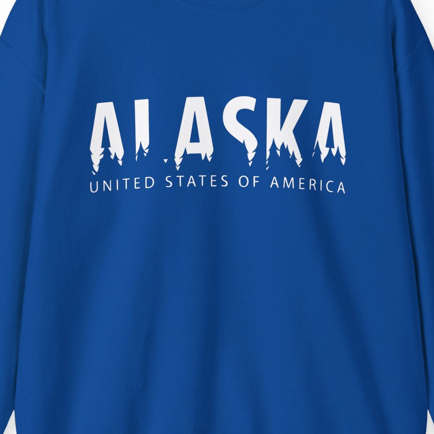Alaska United States Typography Shirt Sweatshirt – Royal – Alaska Cruise Shirts Close Up