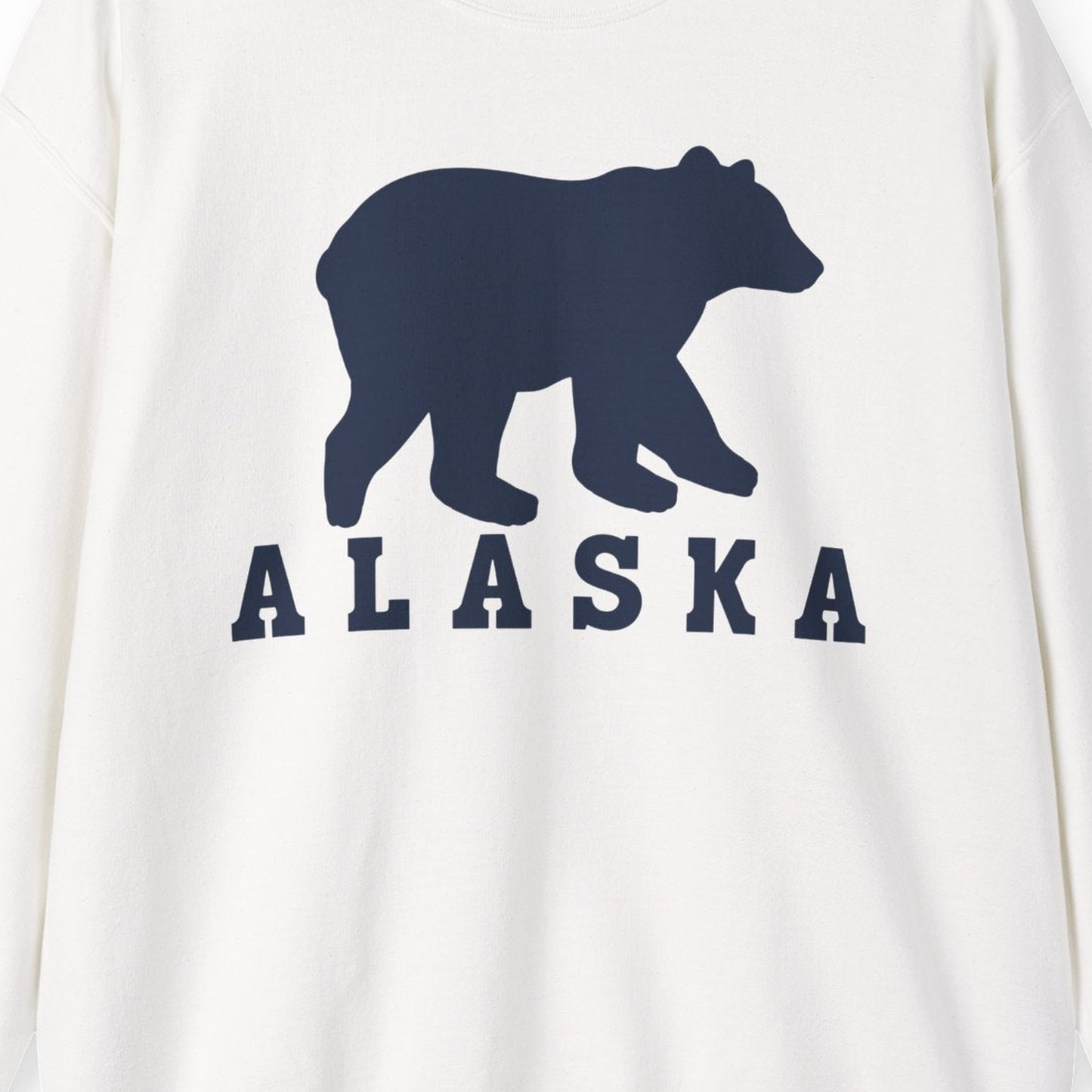 Alaska Bear Silhouette Shirt Sweatshirt – White – Alaska Cruise Shirts Close Up
