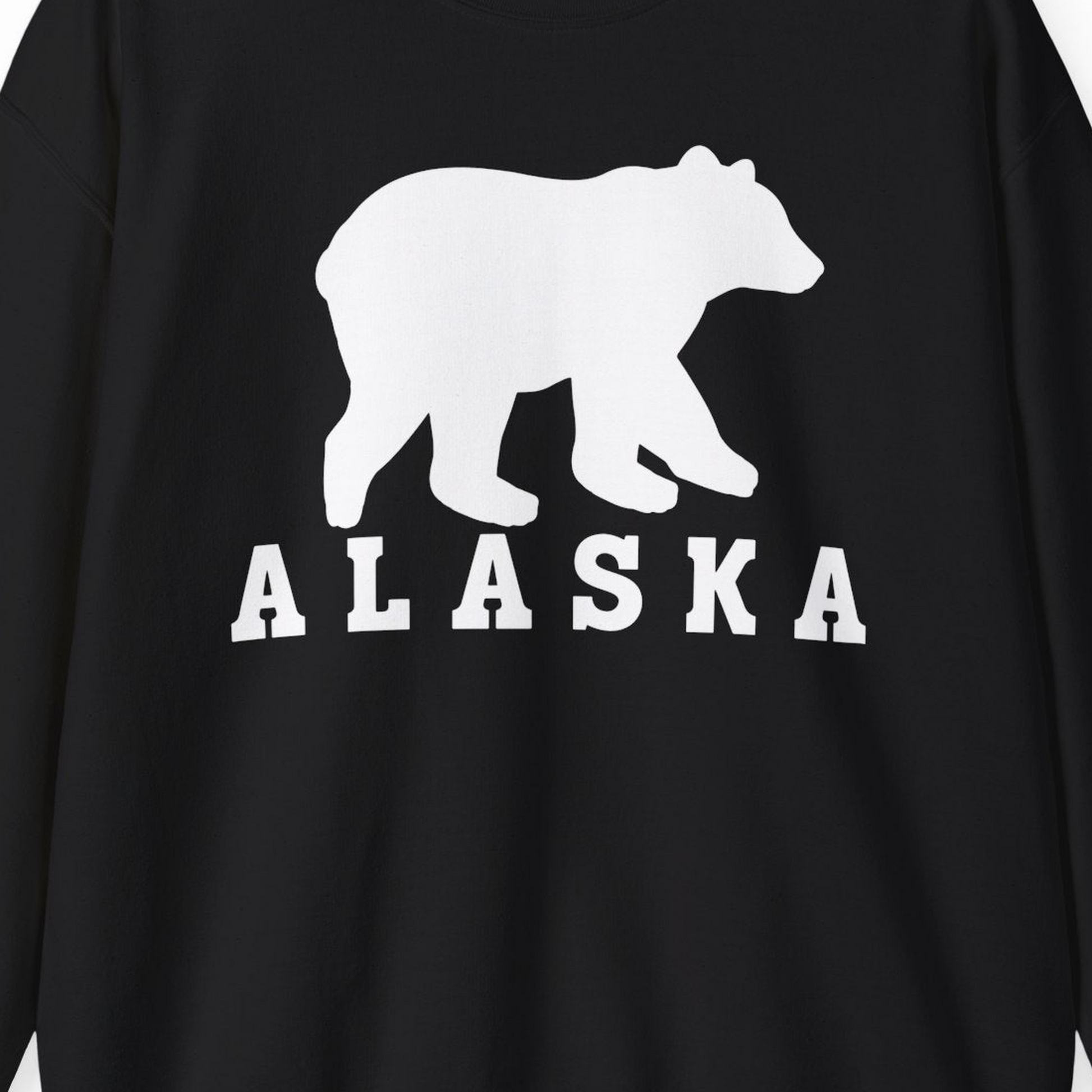 Alaska Bear Silhouette Shirt Sweatshirt – Black – Alaska Cruise Shirts Close Up