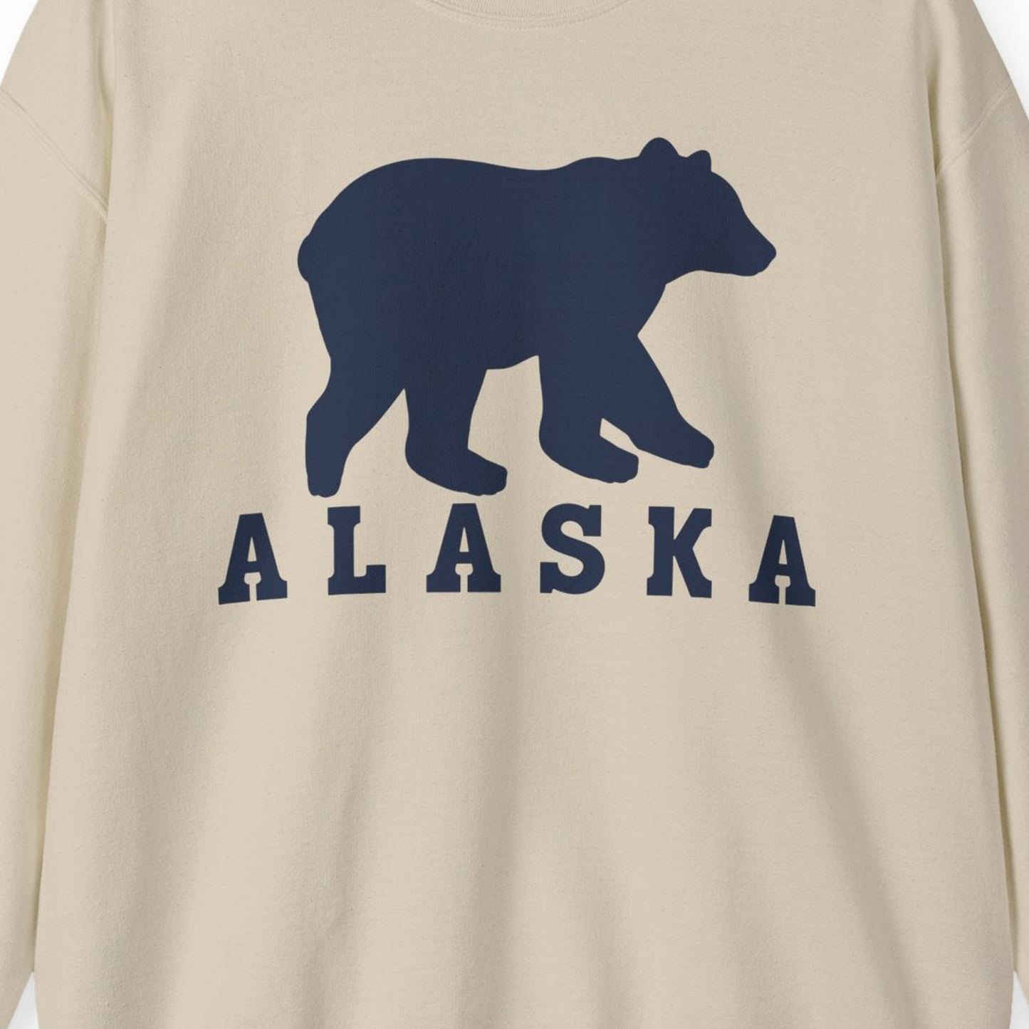 Alaska Bear Silhouette Shirt Sweatshirt – Sand – Alaska Cruise Shirts Close Up