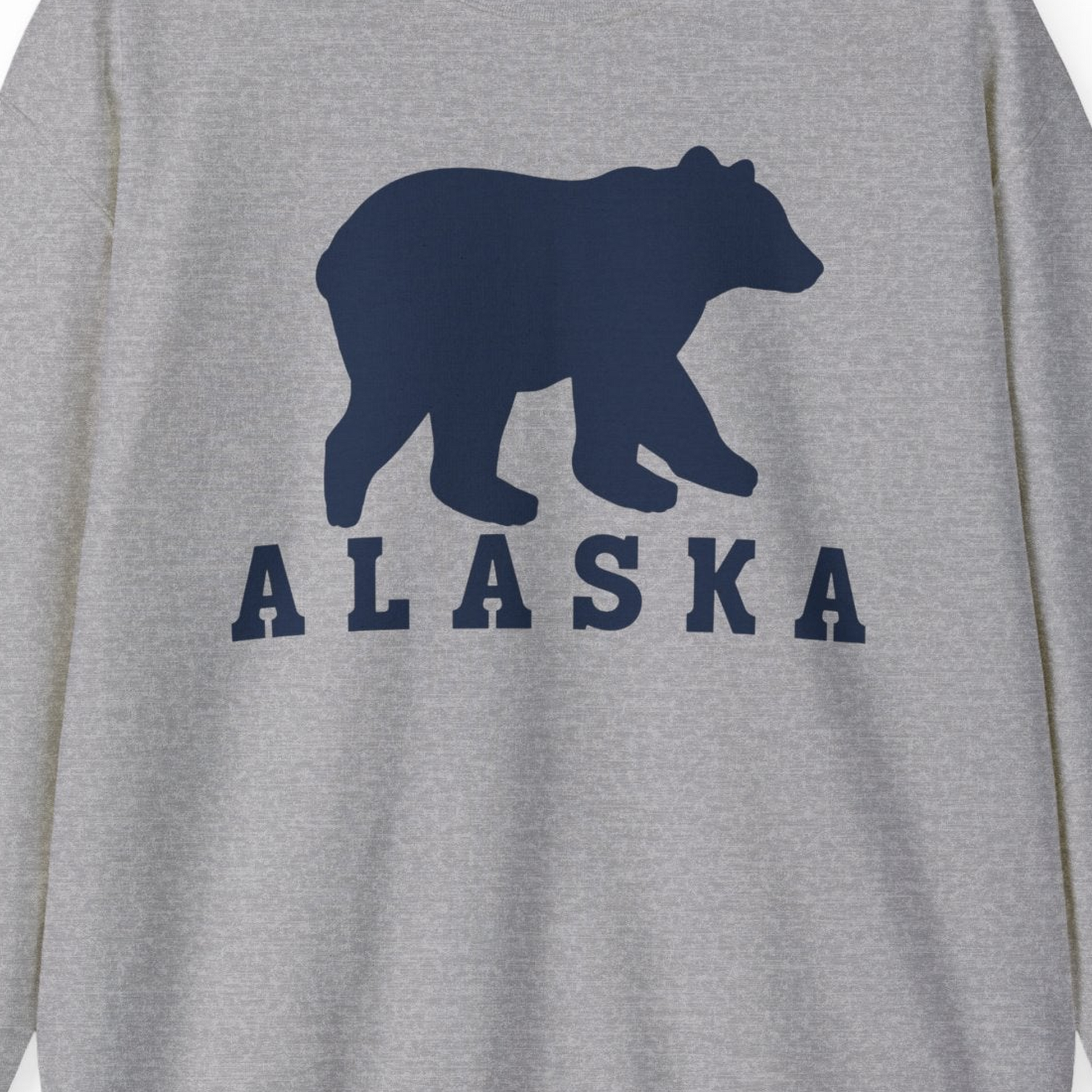 Alaska Bear Silhouette Shirt Sweatshirt – Sport Grey – Alaska Cruise Shirts Close Up