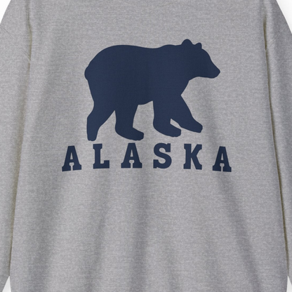 Alaska Bear Silhouette Shirt Sweatshirt – Sport Grey – Alaska Cruise Shirts Close Up