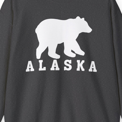 Alaska Bear Silhouette Shirt Sweatshirt – Dark Heather – Alaska Cruise Shirts Close Up