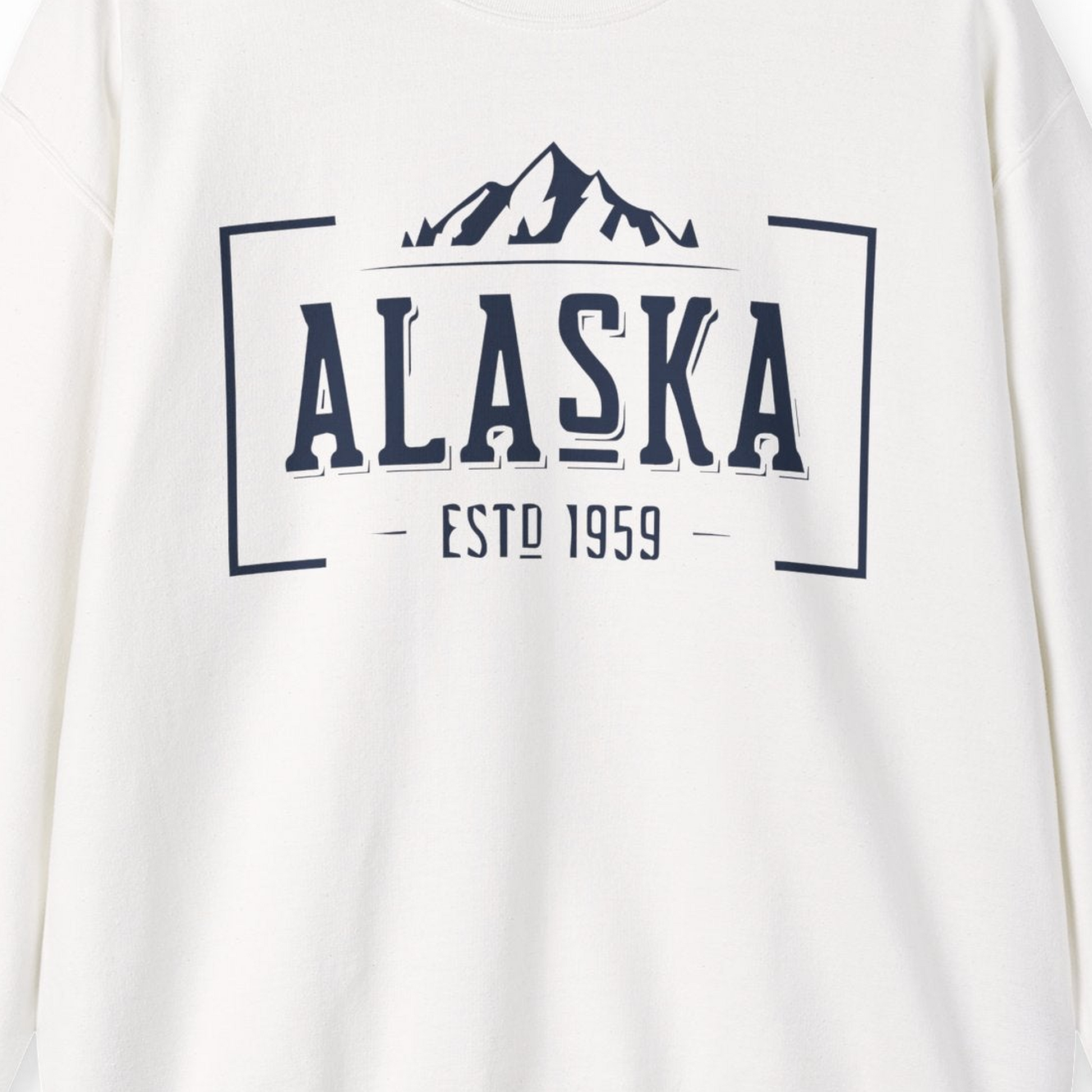 Vintage Alaska Estd 1959 Shirt Sweatshirt – White – Alaska Cruise Shirts Close Up