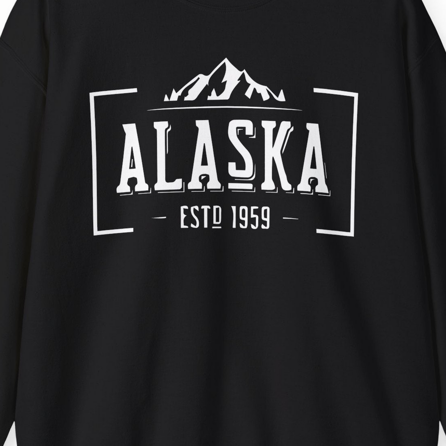 Vintage Alaska Estd 1959 Shirt Sweatshirt – Black – Alaska Cruise Shirts Close Up