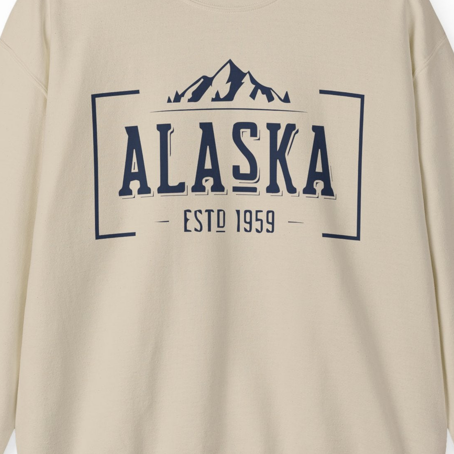 Vintage Alaska Estd 1959 Shirt Sweatshirt – Sand – Alaska Cruise Shirts Close Up