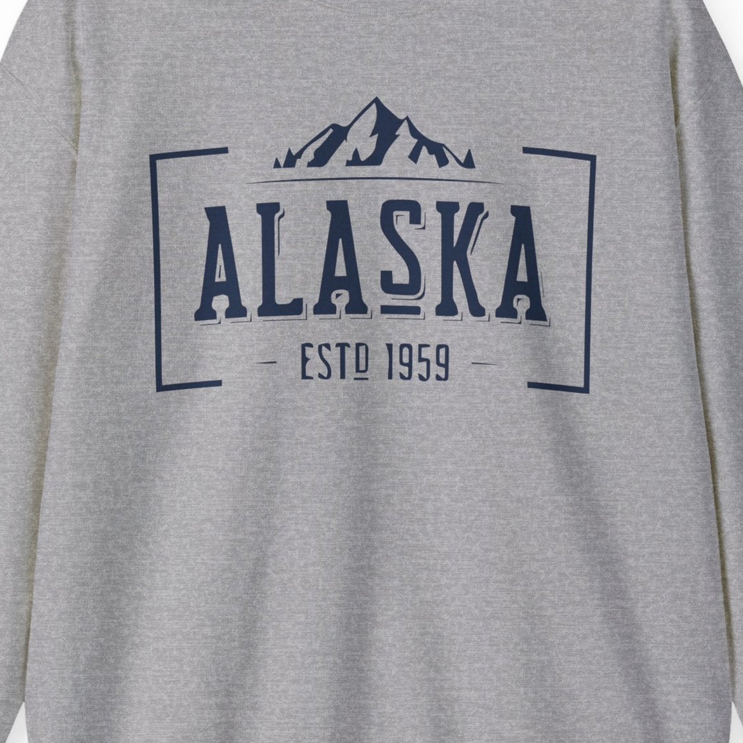 Vintage Alaska Estd 1959 Shirt Sweatshirt – Sport Grey – Alaska Cruise Shirts Close Up