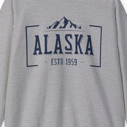 Vintage Alaska Estd 1959 Shirt Sweatshirt – Sport Grey – Alaska Cruise Shirts Close Up