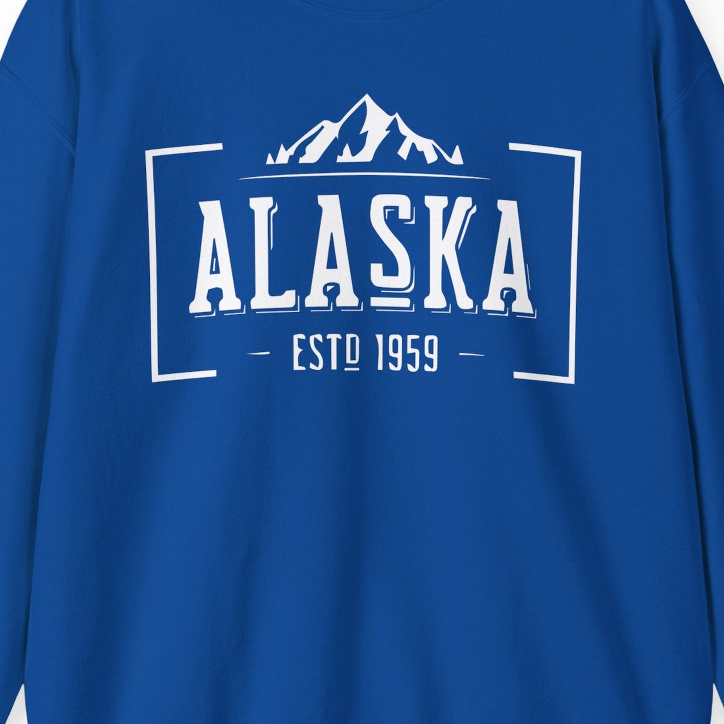 Vintage Alaska Estd 1959 Shirt Sweatshirt – Royal – Alaska Cruise Shirts Close Up