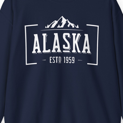 Vintage Alaska Estd 1959 Shirt Sweatshirt – Navy – Alaska Cruise Shirts Close Up