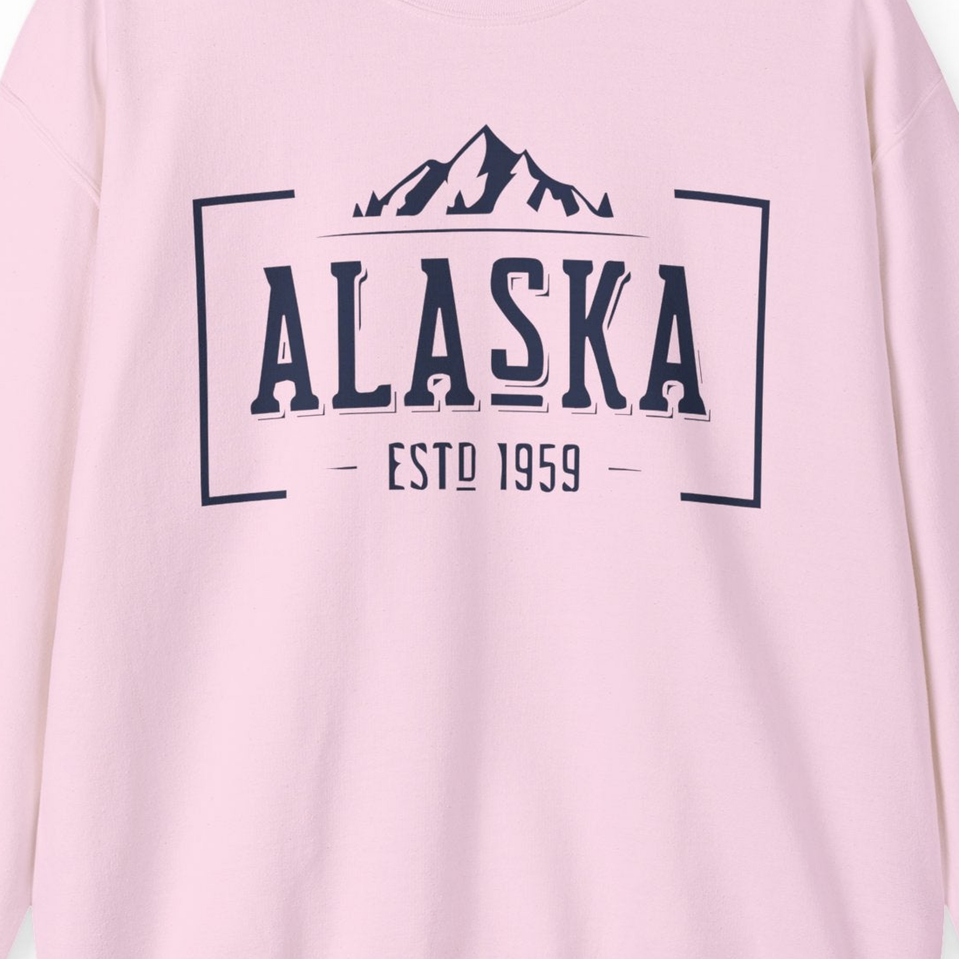 Vintage Alaska Estd 1959 Shirt Sweatshirt – Light Pink – Alaska Cruise Shirts Close Up
