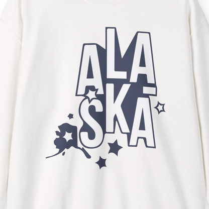 Alaska Stars Bold Typography Shirt Sweatshirt – White – Alaska Cruise Shirts Close Up