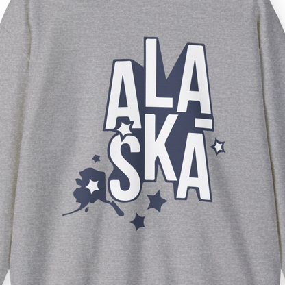 Alaska Stars Bold Typography Shirt Sweatshirt – Sport Grey – Alaska Cruise Shirts Close Up