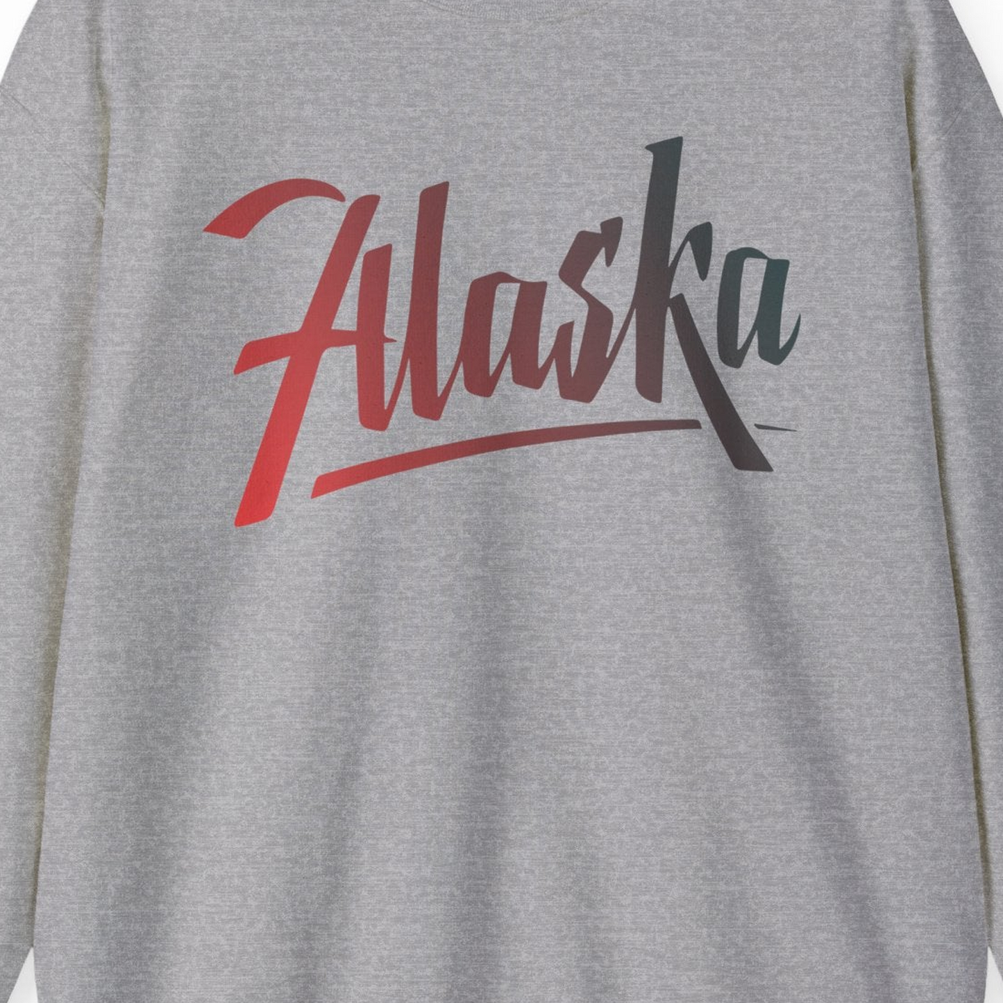 Alaska Script Wordmark Shirt Sweatshirt – Sport Grey – Alaska Cruise Shirts Close Up