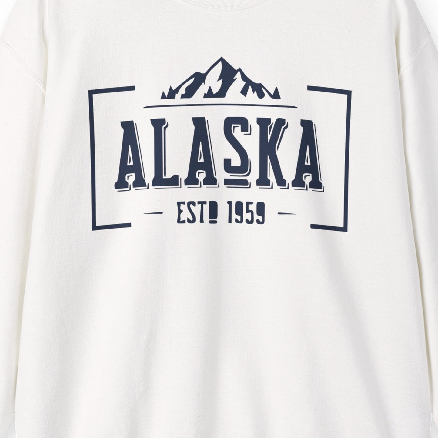 Alaska Mountain Vintage Shirt Sweatshirt – White – Alaska Cruise Shirts Close Up