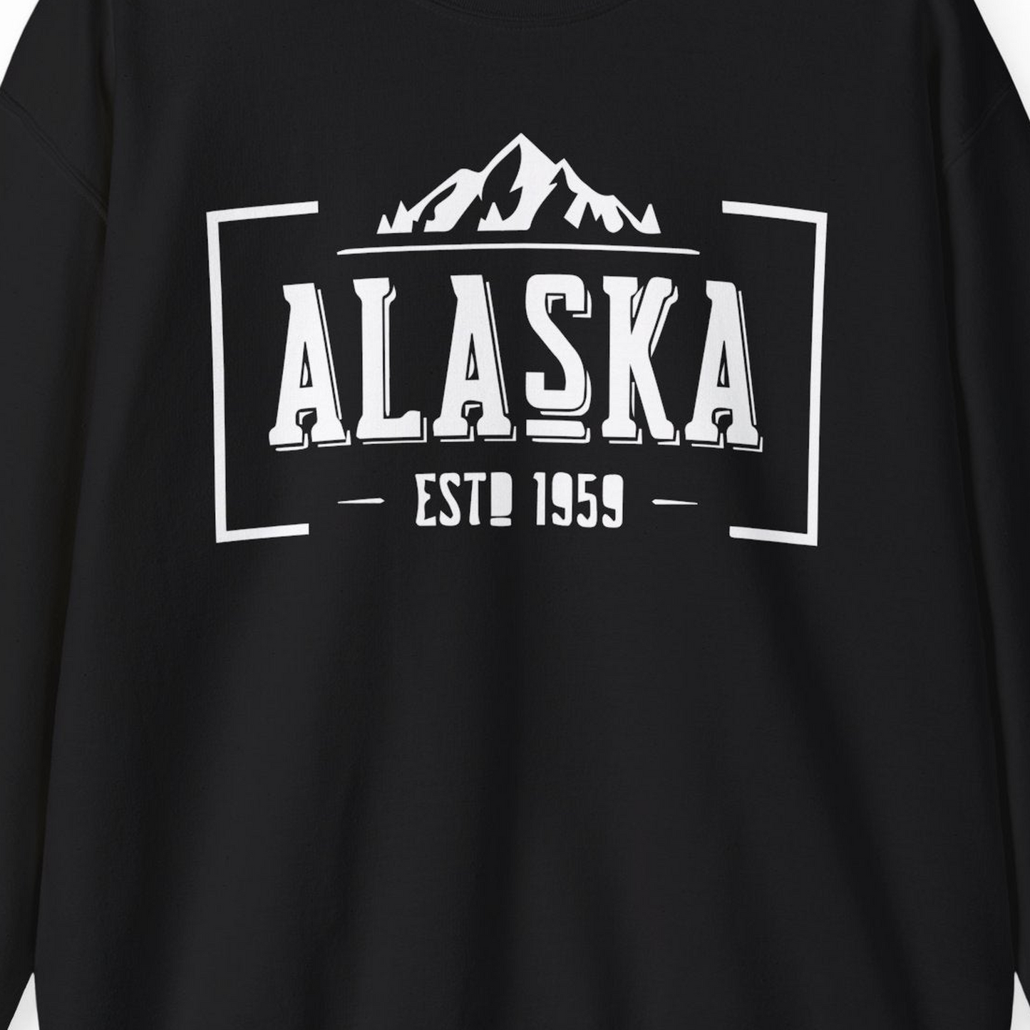 Alaska Mountain Vintage Shirt Sweatshirt – Black – Alaska Cruise Shirts Close Up