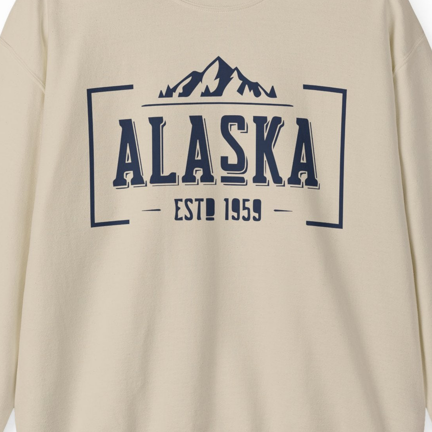 Alaska Mountain Vintage Shirt Sweatshirt – Sand – Alaska Cruise Shirts Close Up