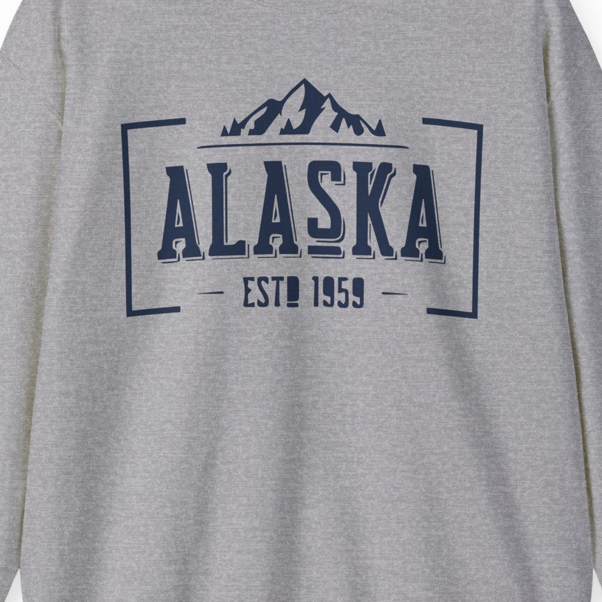 Alaska Mountain Vintage Shirt Sweatshirt – Sport Grey – Alaska Cruise Shirts Close Up