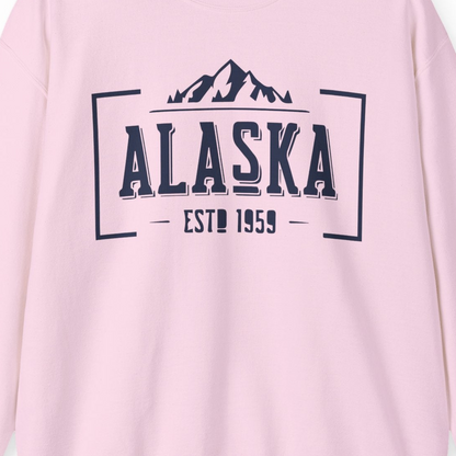 Alaska Mountain Vintage Shirt Sweatshirt – Light Pink – Alaska Cruise Shirts Close Up
