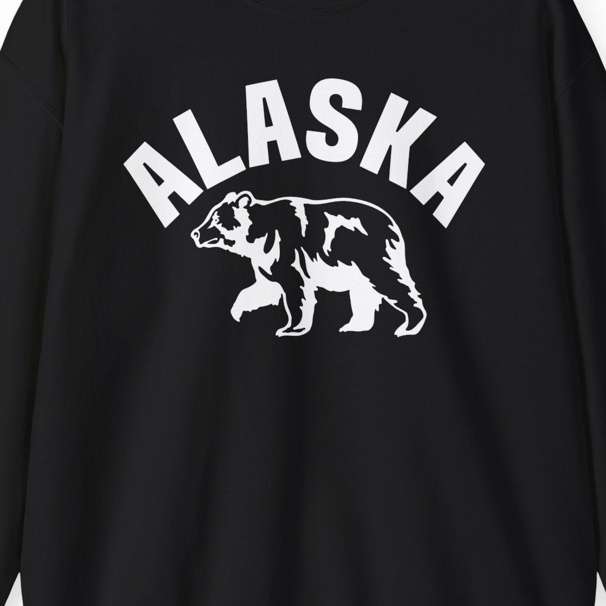 Alaska Bear Silhouette Wildlife Shirt Sweatshirt – Black – Alaska Cruise Shirts Close Up