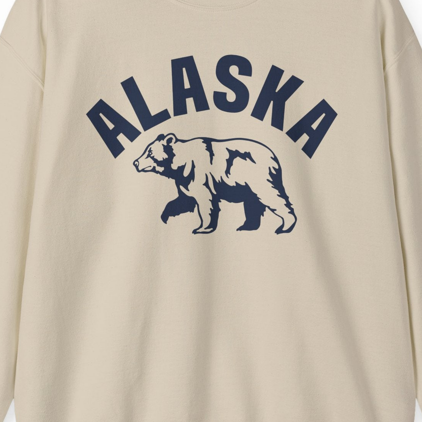 Alaska Bear Silhouette Wildlife Shirt Sweatshirt – Sand – Alaska Cruise Shirts Close Up