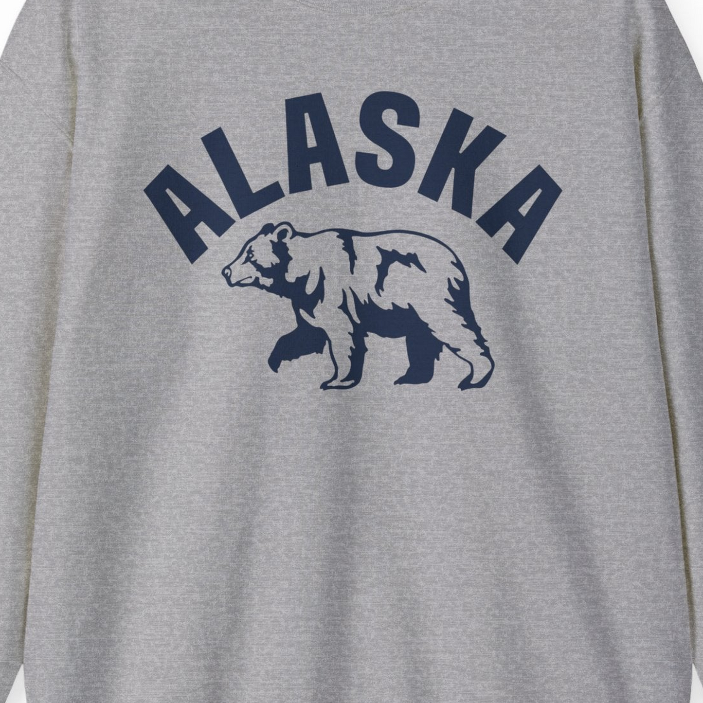 Alaska Bear Silhouette Wildlife Shirt Sweatshirt – Sport Grey – Alaska Cruise Shirts Close Up