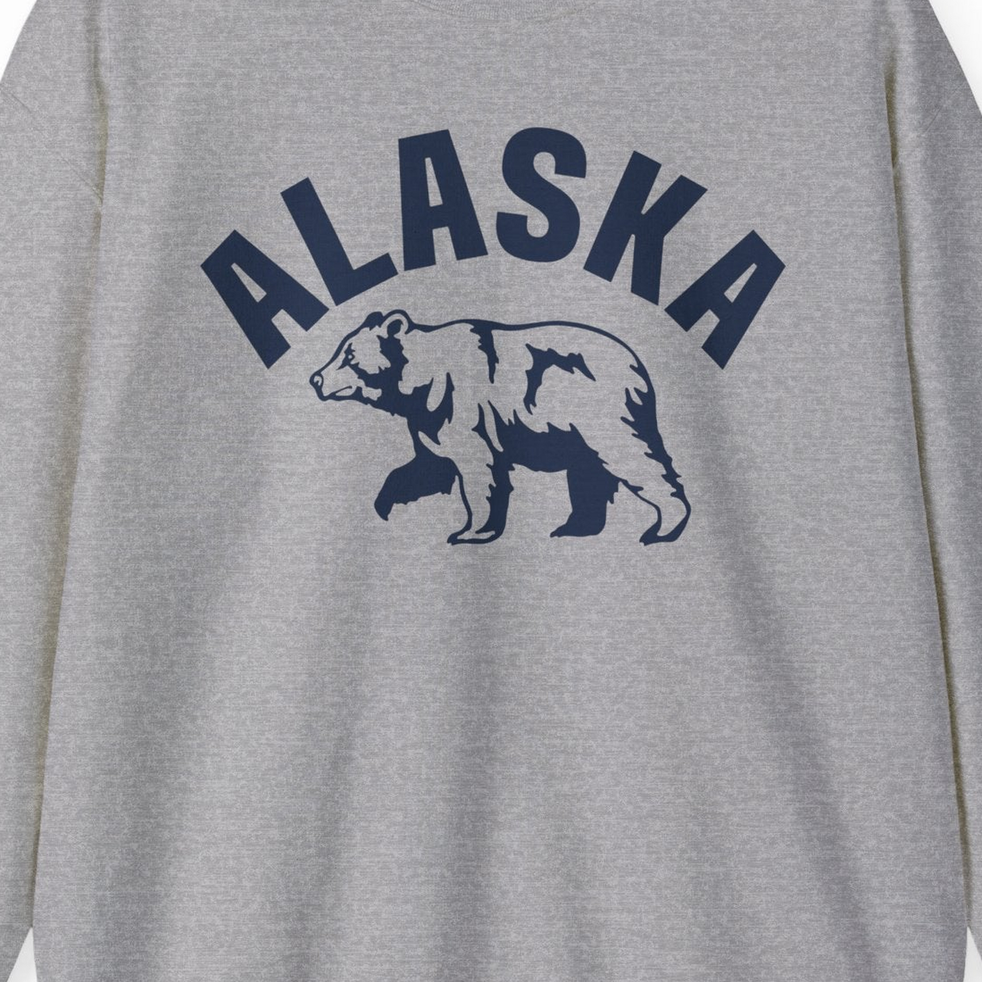 Alaska Bear Silhouette Wildlife Shirt Sweatshirt – Sport Grey – Alaska Cruise Shirts Close Up