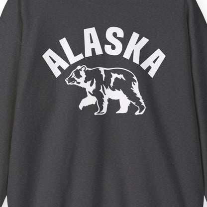 Alaska Bear Silhouette Wildlife Shirt Sweatshirt – Dark Heather – Alaska Cruise Shirts Close Up