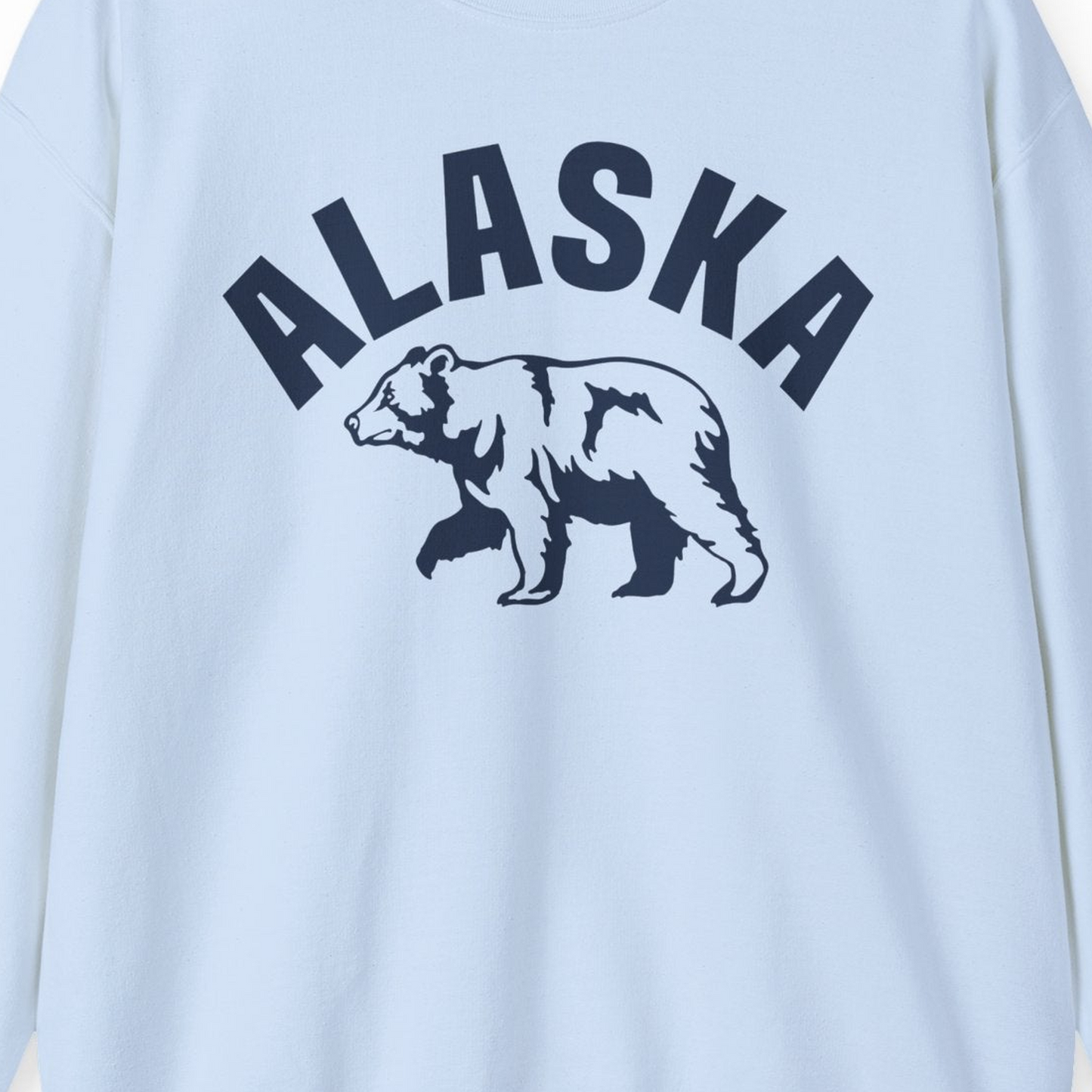 Alaska Bear Silhouette Wildlife Shirt Sweatshirt – Light Blue – Alaska Cruise Shirts Close Up