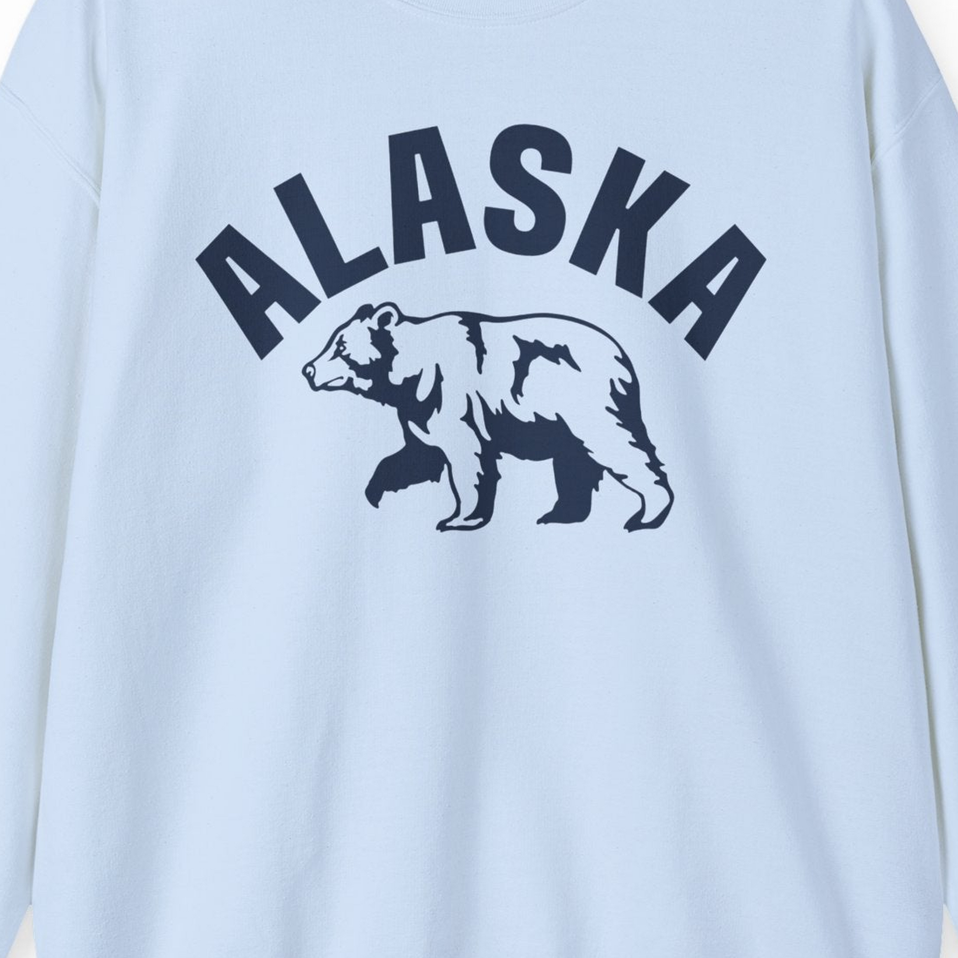 Alaska Bear Silhouette Wildlife Shirt Sweatshirt – Light Blue – Alaska Cruise Shirts Close Up