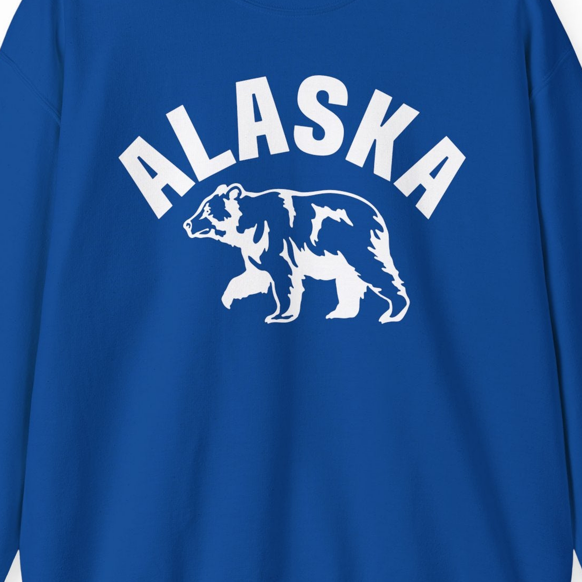 Alaska Bear Silhouette Wildlife Shirt Sweatshirt – Royal – Alaska Cruise Shirts Close Up