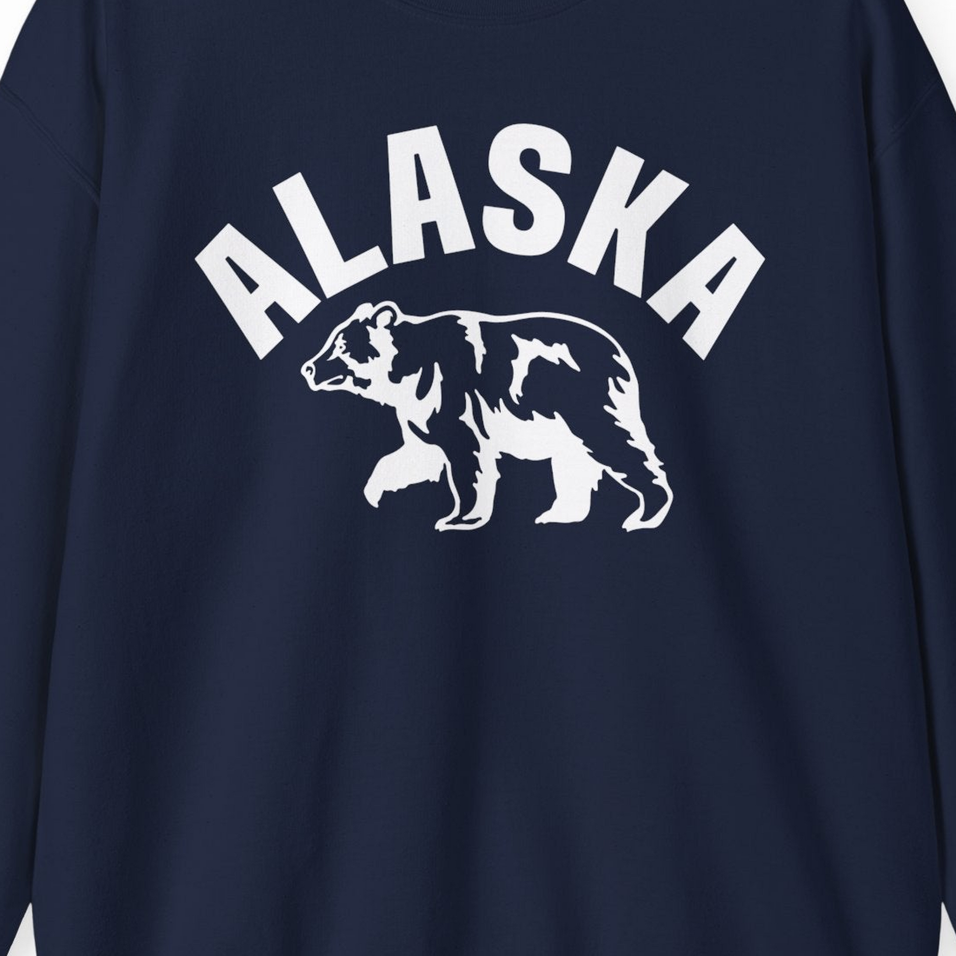 Alaska Bear Silhouette Wildlife Shirt Sweatshirt – Navy – Alaska Cruise Shirts Close Up
