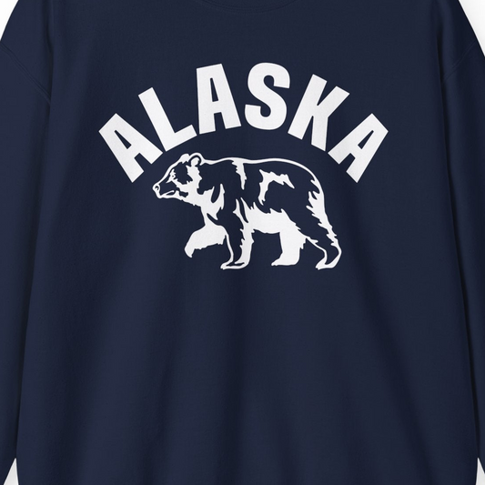 Alaska Bear Silhouette Wildlife Shirt Sweatshirt – Navy – Alaska Cruise Shirts Close Up