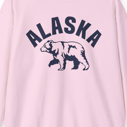 Alaska Bear Silhouette Wildlife Shirt Sweatshirt – Light Pink – Alaska Cruise Shirts Close Up