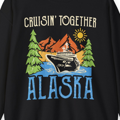 Alaska Cruise Adventure Nature Landscape Retro Family Shirt — Sweatshirt Sweatshirt – Black – Alaska Cruise Shirts Close Up